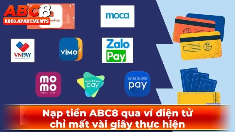 Hướng dẫn nạp tiền ABC8 - Đơn giản, đa dạng và nhanh chóng 2 Nạp tiền ABC8 qua ví điện tử chỉ mất vài giây thực hiện