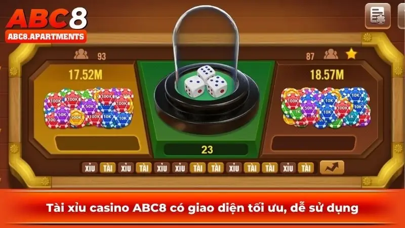 Chia sẻ cách chơi tài xỉu casino ABC8 hiệu quả, dễ thắng 3 Tài xỉu casino ABC8 có giao diện tối ưu, dễ sử dụng