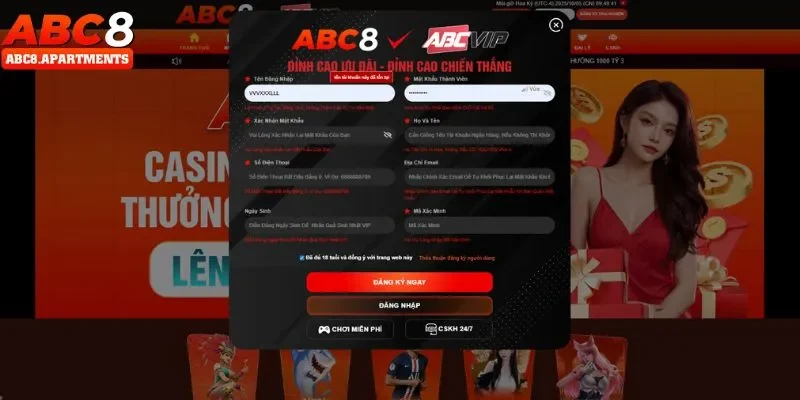 ABC8 39 Đăng ký ABC8 là bước quan trọng khởi đầu cuộc chơi